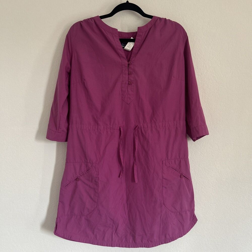 PATAGONIA Shirt Dress Pink Lightweight 3/4 Sleeve for Outdoor Hiking Sz 10